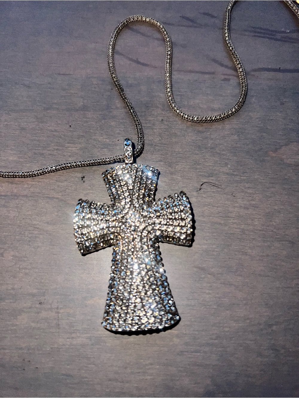 Brighton Anatolia Cross Convertible Reversible Pave Necklace Silver